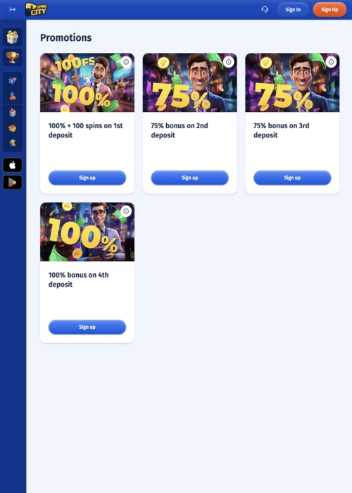 Exklusive Stadt-Promotionen-Sammlung Spin City Casino